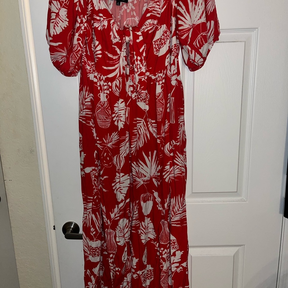 Eloquii Red and White Floral Maxi Dress